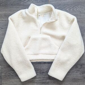 Faux Shearling Quarter-Zip Crop